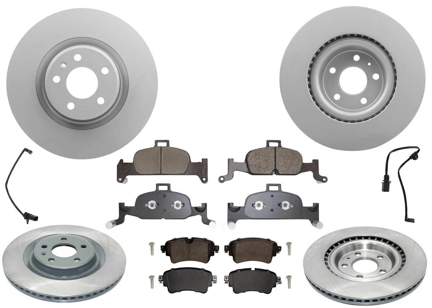 Ft & Rr GEO Coated Rotors & EPS Brake Pads For Audi A4 Quattro 2017-2024 338MM