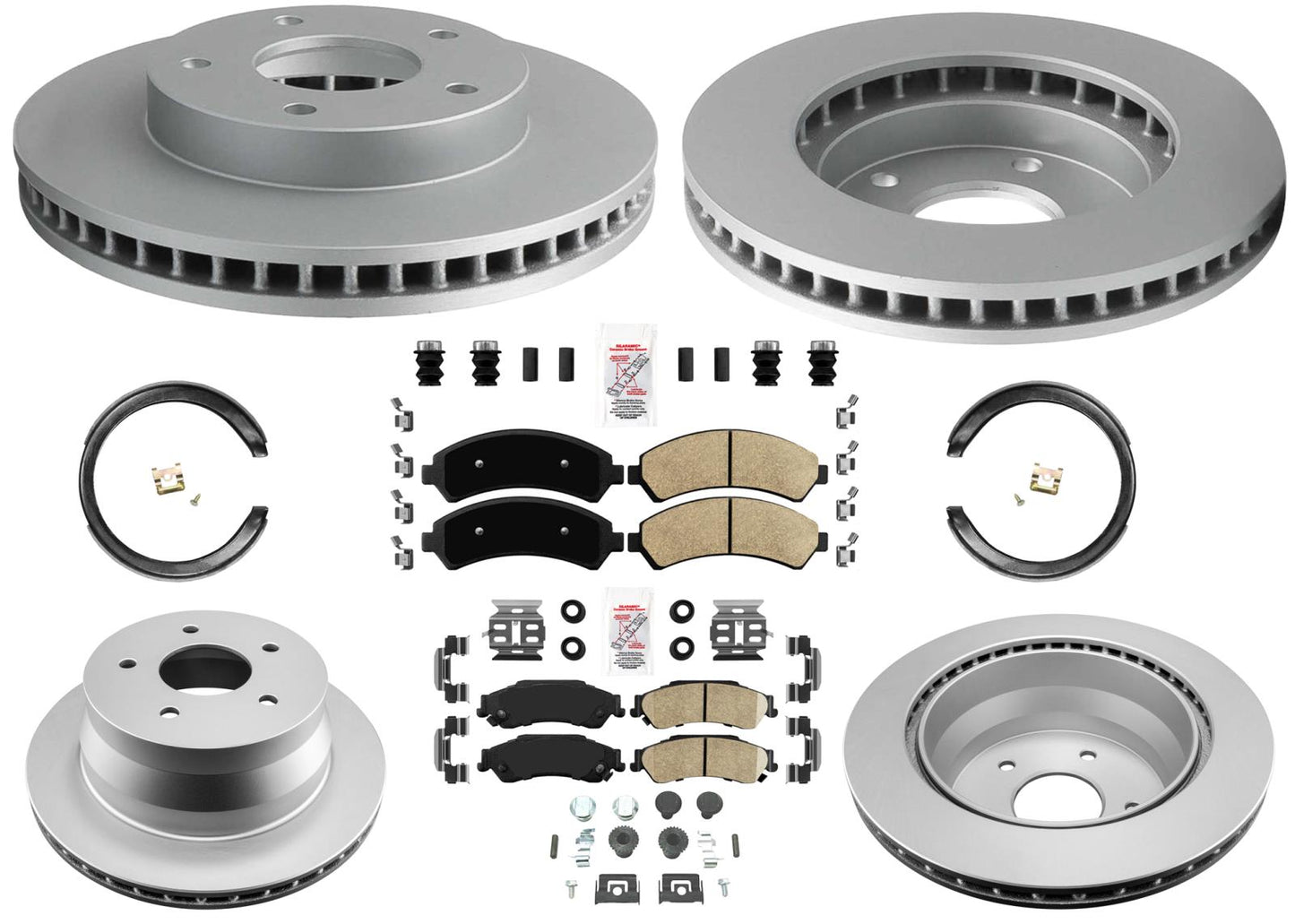 Front & Rear Coated Disc Brake Rotors & Pads for Chevrolet Blazer 1998 2001 2005