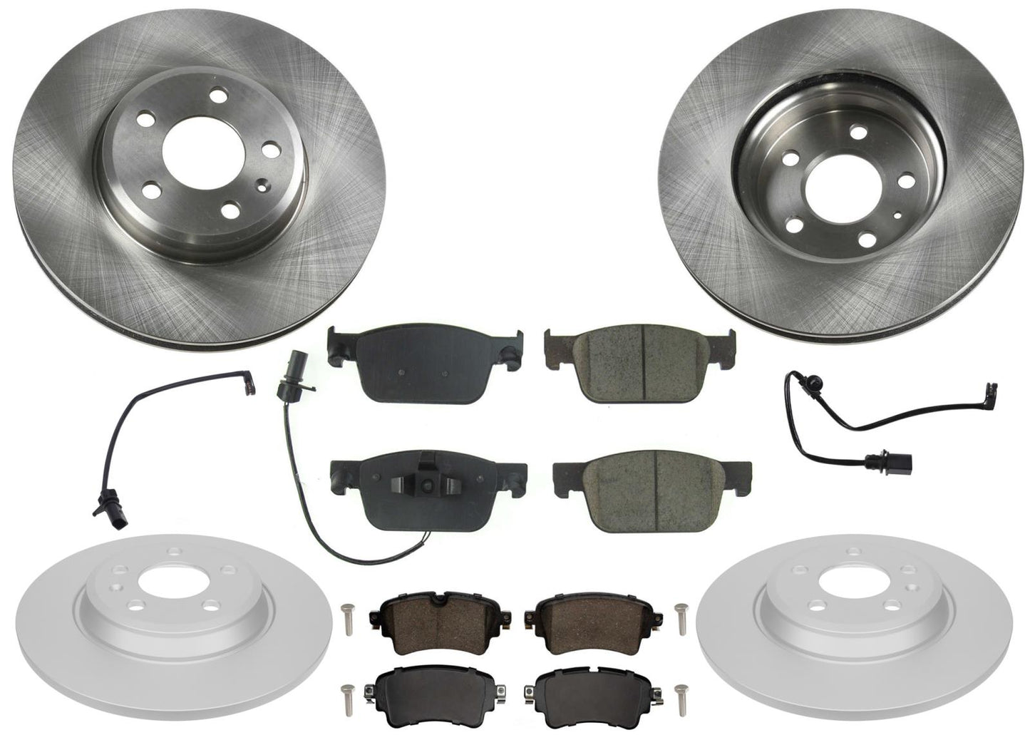 Ft & R Disc Brake Rotors & EPS Brake Pads For Audi A4 Base FWD 17-20 314MM Size