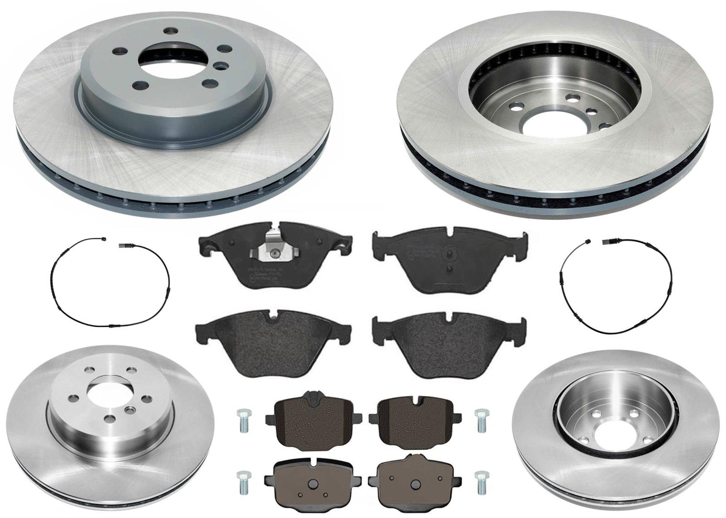 Front & Rear GEO Coated Rotors & EPS Brake Pads For BMW 640i 2012 2013 2018