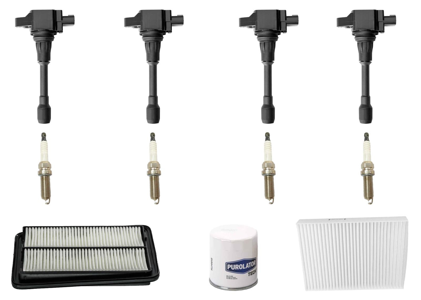 Ignition Coils Spark Plugs & Filters Tune Up Kit For Nissan Rouge 2.5L 14-20