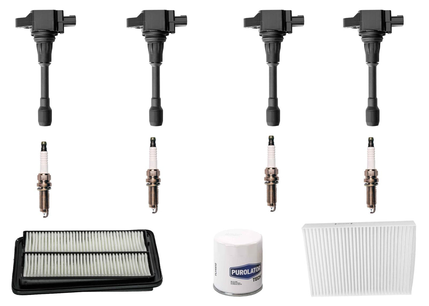 Ignition Coils Spark Plugs & Filters Tune Up Kit For Nissan Rouge 2.5L 14-20