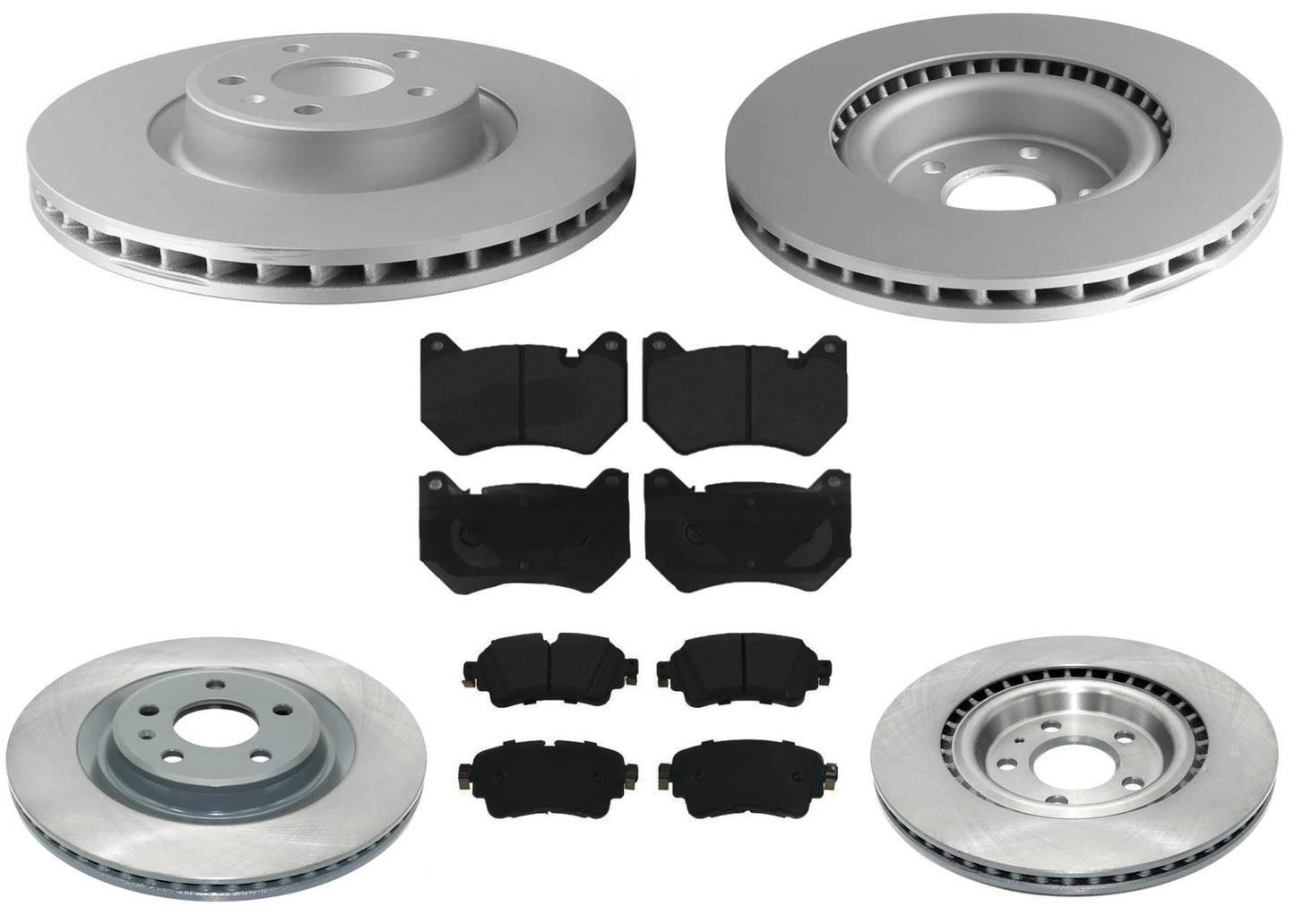 Front & Rear Coated Rotors & Brake Pads For Audi Q5 2018-2024 W/Brmbo Calipers
