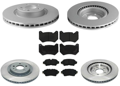 Front & Rear Coated Rotors & Brake Pads For Audi Q5 2018-2024 W/Brmbo Calipers