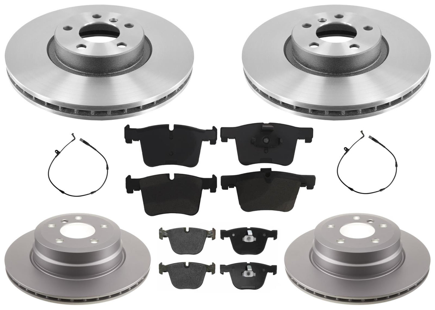 Front & Rear Coated Rotors & EPS Brake Pads For BMW X5 3.0L xDrive35d 2009-2018