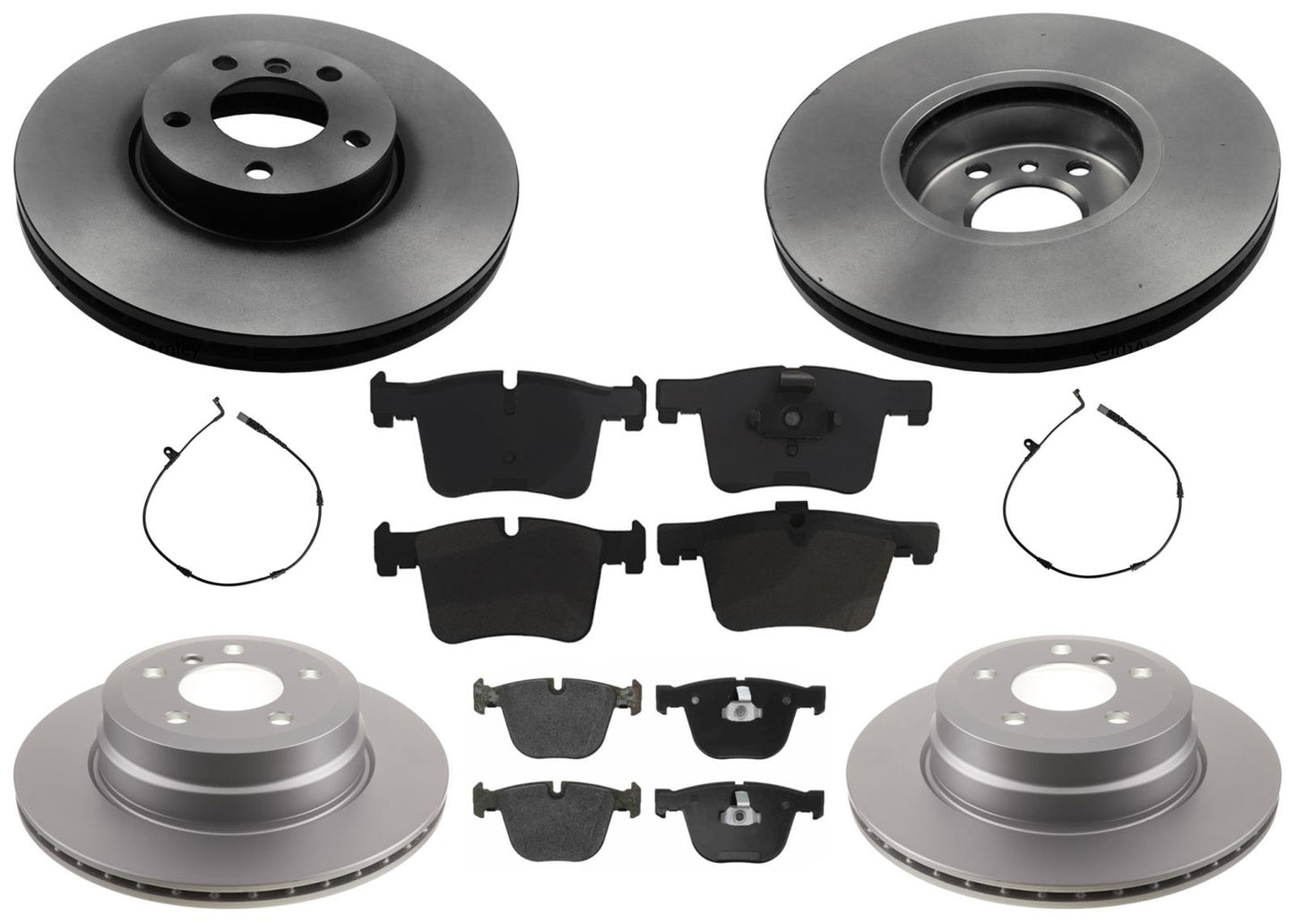 Front & Rear Coated Rotors & EPS Brake Pads For BMW X5 3.0L xDrive35i 2007-2018