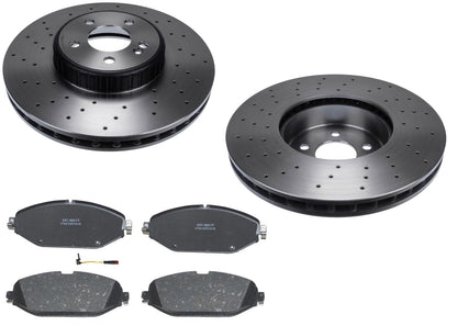 Front Carbon Coated Rotors & EPS Brake Pads For C300 2015-2023 W/ Sport Package