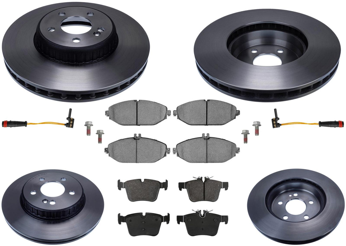 Front & Rear Carbon Rotors & EPS Brake Pads For Mercedes Benz C300 Base 15-2023