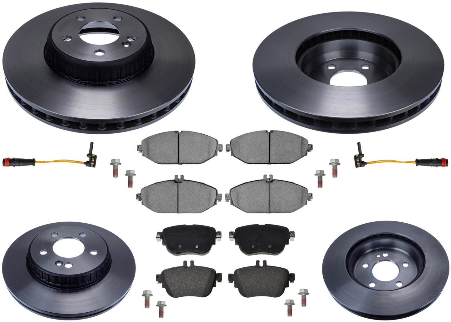Front & Rear Carbon Rotors & EPS Brake Pads For Mercedes Benz E300 Base 18-2019