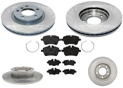 Front & Rear Coated Rotors & EPS Brake Pads For Cooper Countryman S 2011-2016