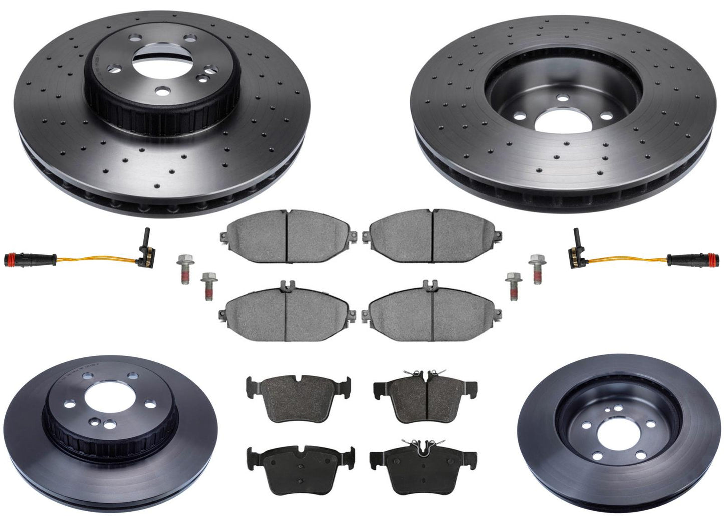 Front & Rear Carbon Rotors & EPS Brake Pads For C300 2015-2023 W/ Sport Package