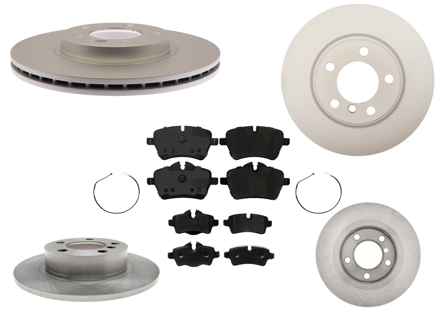Front & Rear Coated Rotors & EPS Brake Pads For Cooper Countryman Base 2011-2016