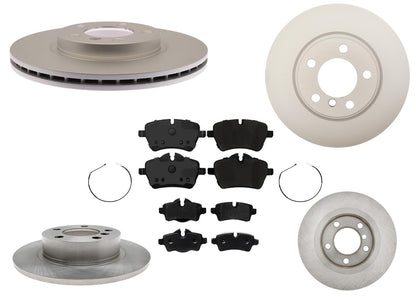 Front & Rear Coated Rotors & EPS Brake Pads For Cooper Countryman Base 2011-2016