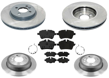 Front & Rear Coated Rotors & EPS Brake Pads For Mini Cooper S 2007 2008 2015