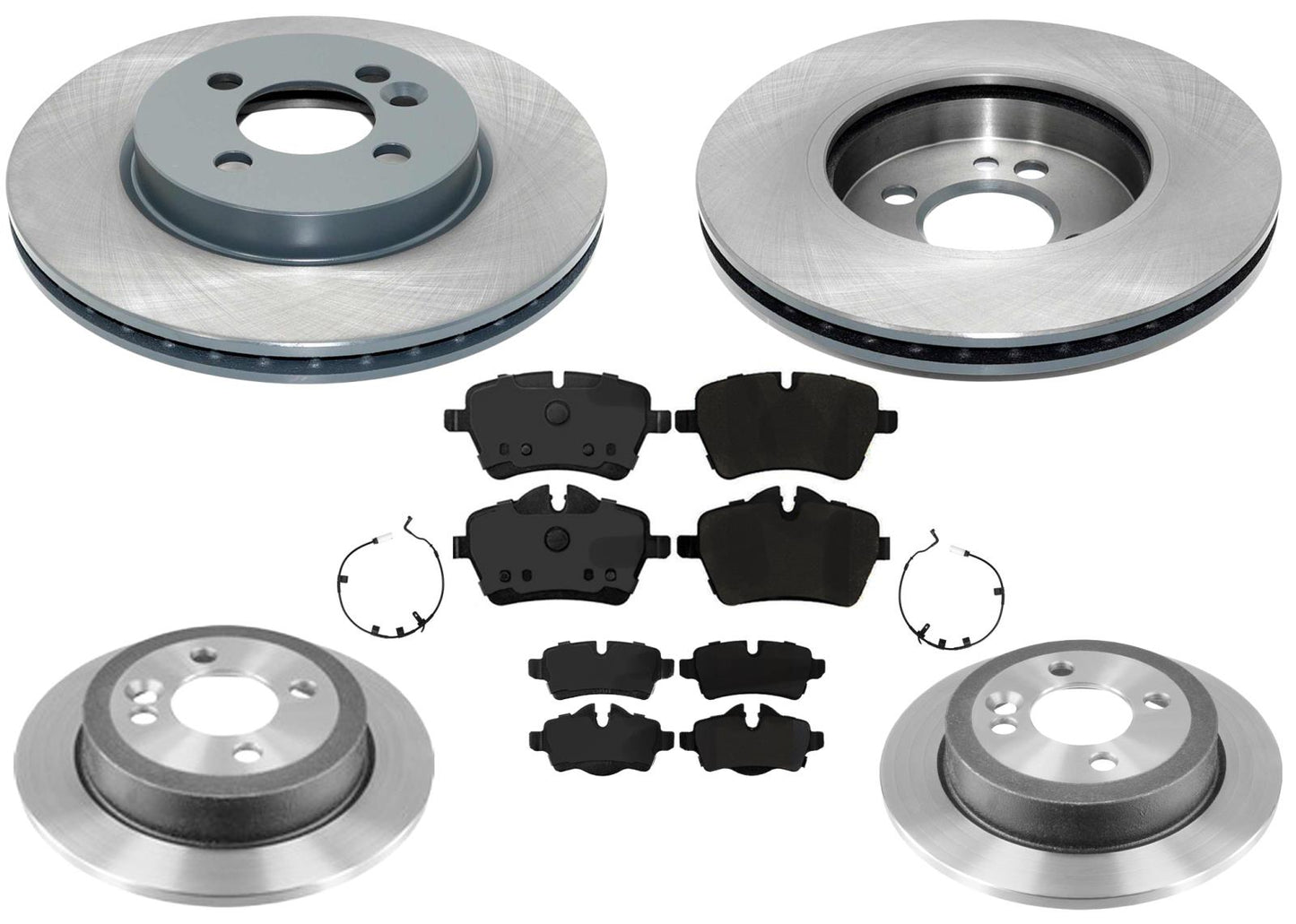 Front & Rear Coated Rotors & EPS Brake Pads For Mini Cooper Base 2007 2008 2015