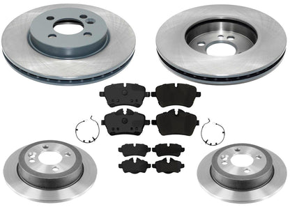 Front & Rear Coated Rotors & EPS Brake Pads For Mini Cooper Base 2007 2008 2015