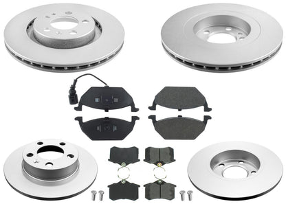 Front & Rear Coated Rotors & EPS Brake Pads For Volkswagen Beetle 2.0L 00-2010