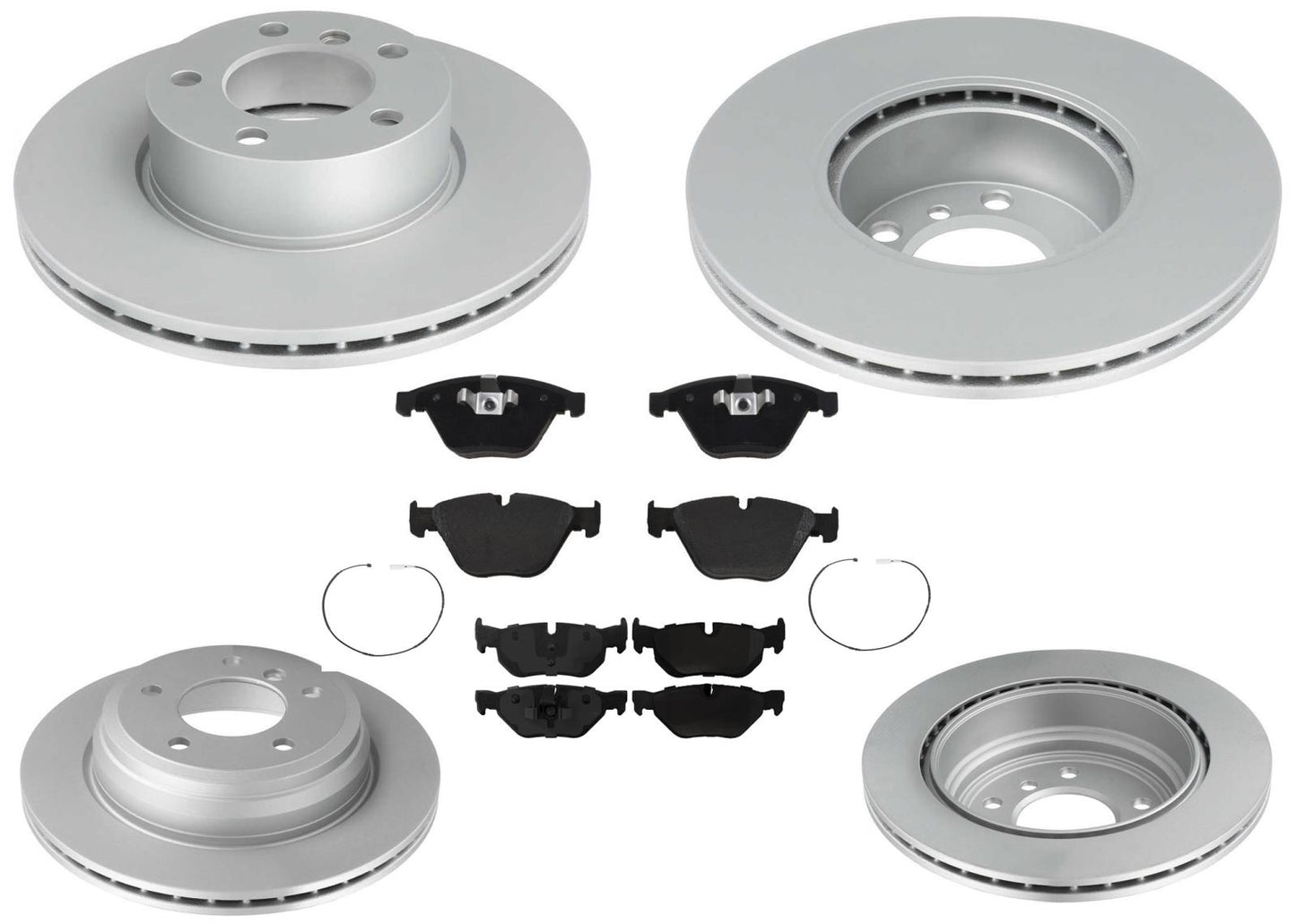 Front & Rear Coated Rotors & EPS Brake Pads For BMW X1 xDrive28i 2012 2014 2015