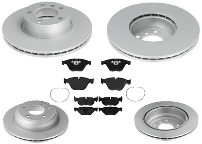 Front & Rear Coated Rotors & EPS Brake Pads For BMW X1 xDrive28i 2012 2014 2015