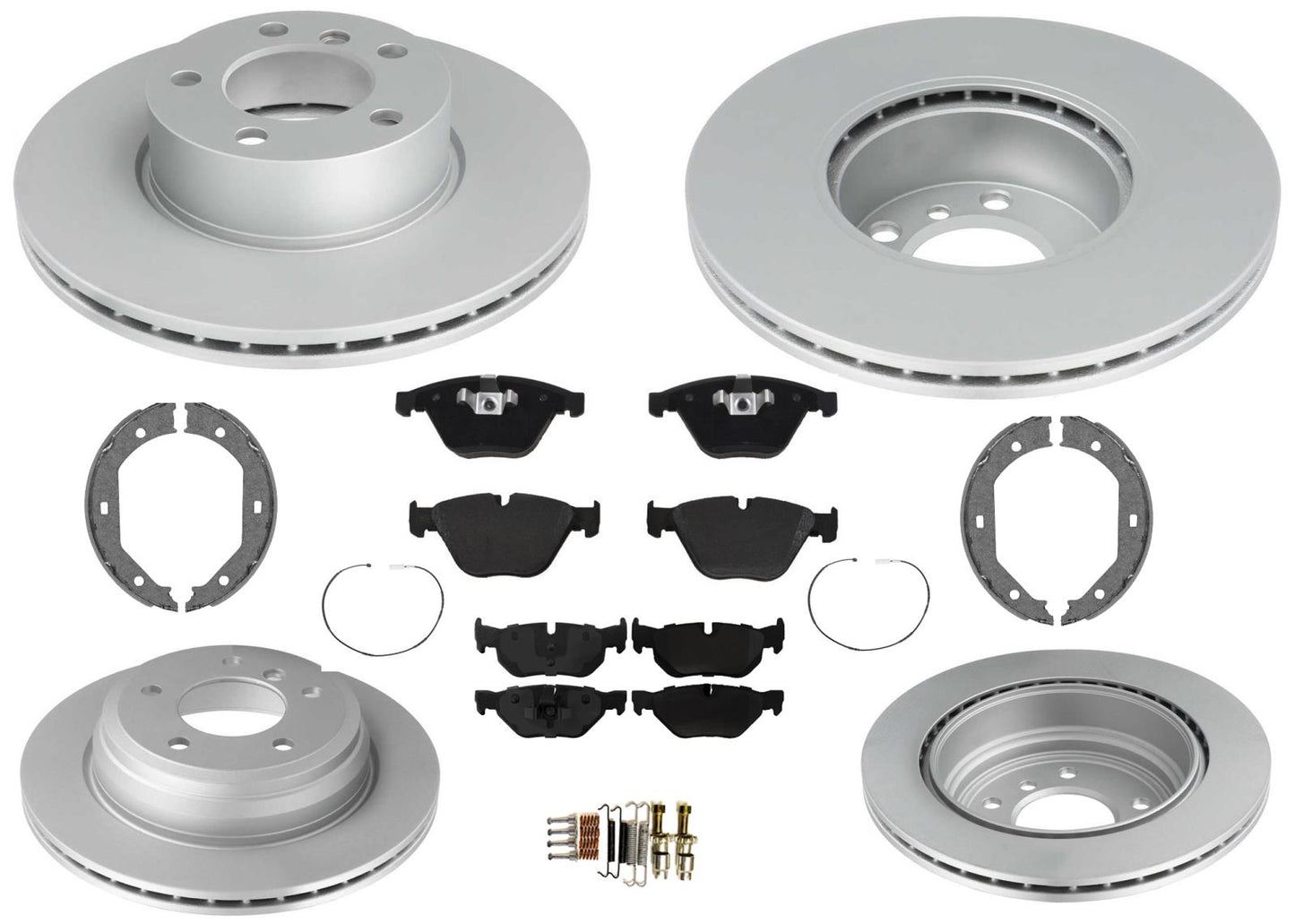 Front & Rear Coated Rotors EPS Brake Pads & Shoes For BMW X1 xDrive28i 12-15