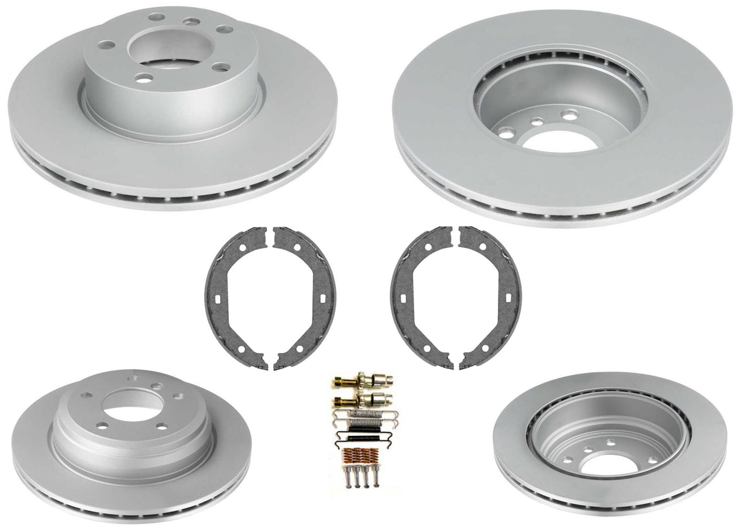 Front & Rear Coated Rotors EPS Brake Pads & Shoes For BMW X1 xDrive28i 12-15