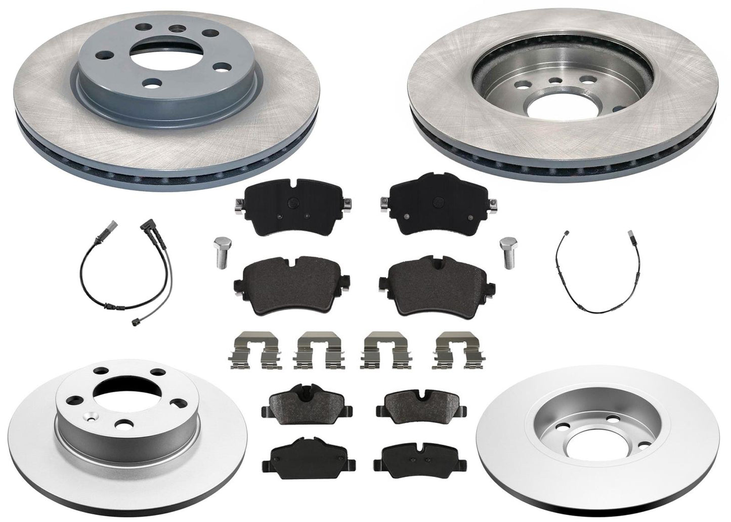 Front & Rear Coated Rotors & EPS Brake Pads For Cooper Base Convertible 2016-24