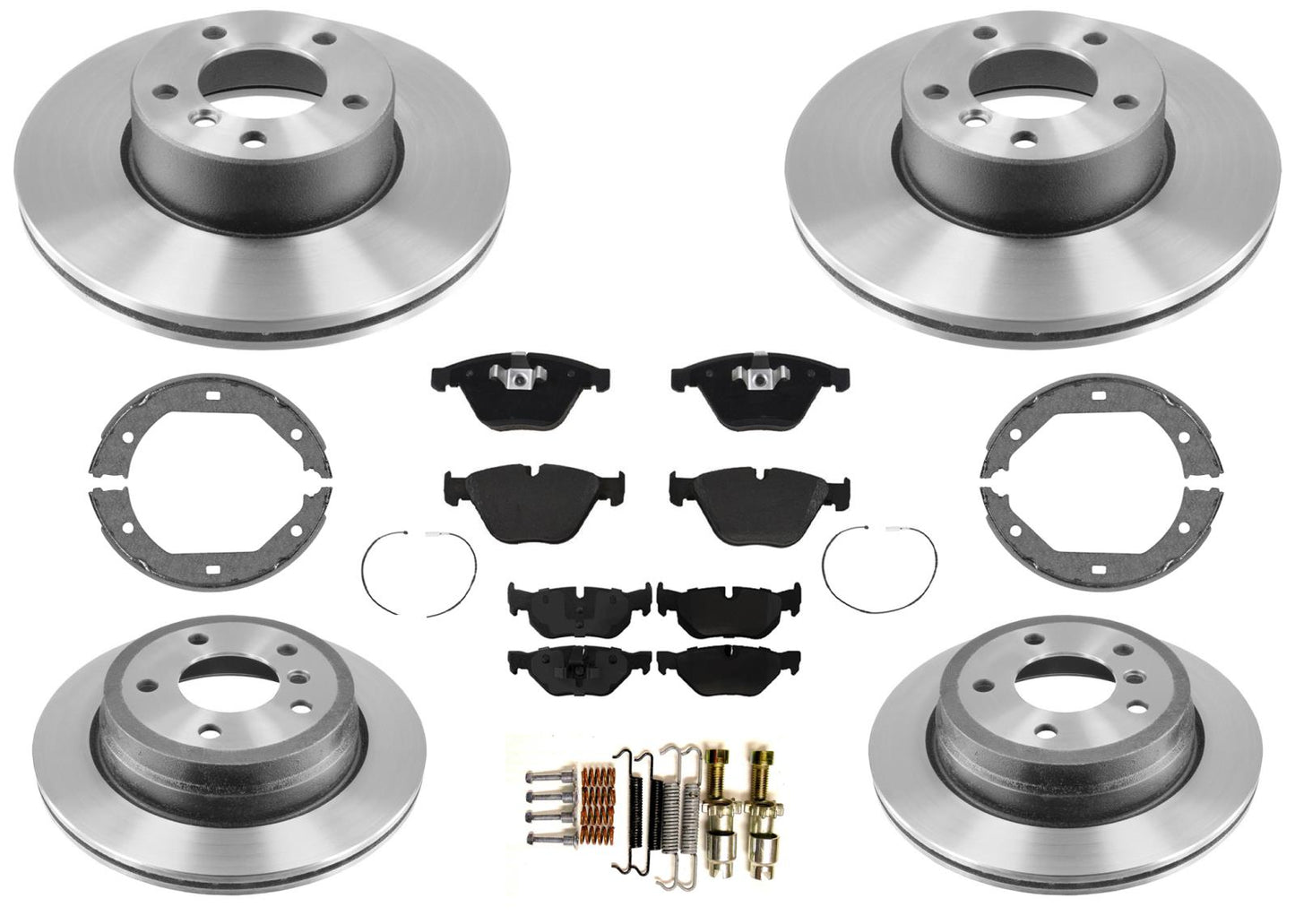 Front & Rear Carbon Rotors EPS Brake Pads & Shoes For BMW X1 xDrive28i 12-15
