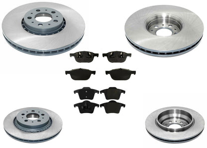 Front & Rear GEO Coated Rotors & EPS Brake Pads For Volvo XC90 2003-2014 328MM
