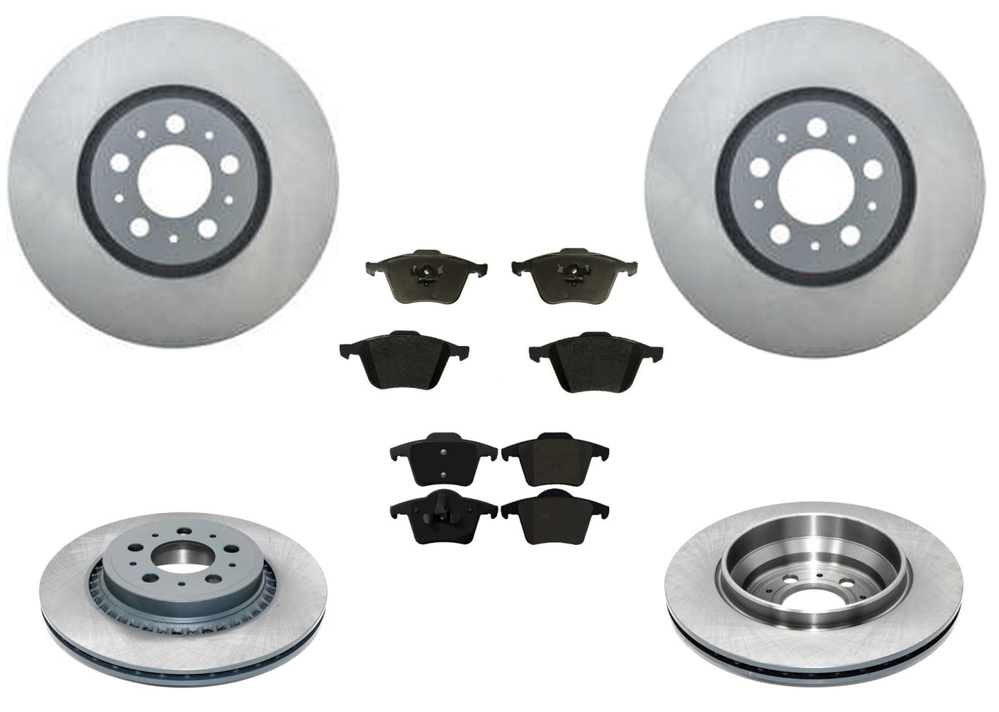 316MM Front & Rear Coated Brake Rotors & EPS Brake Pads For Volvo XC90 03-14