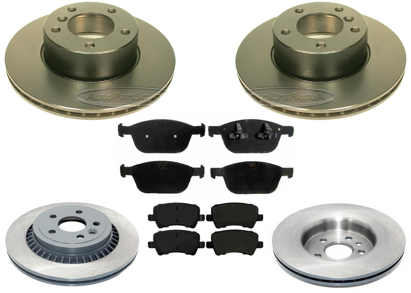 Front & Rear Carbon Coated Rotors & EPS Brake Pads For Volvo XC60 2010-2016