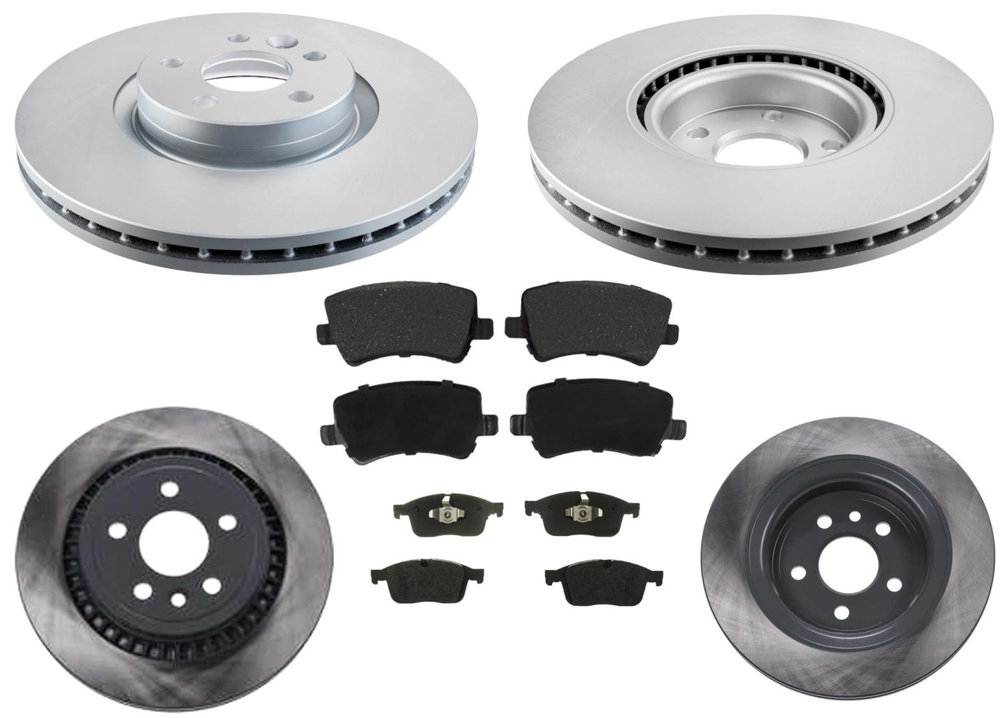 Front & Rear Rotors & EPS Brake Pads For XC60 16-17 W/ Single Piston Caliper