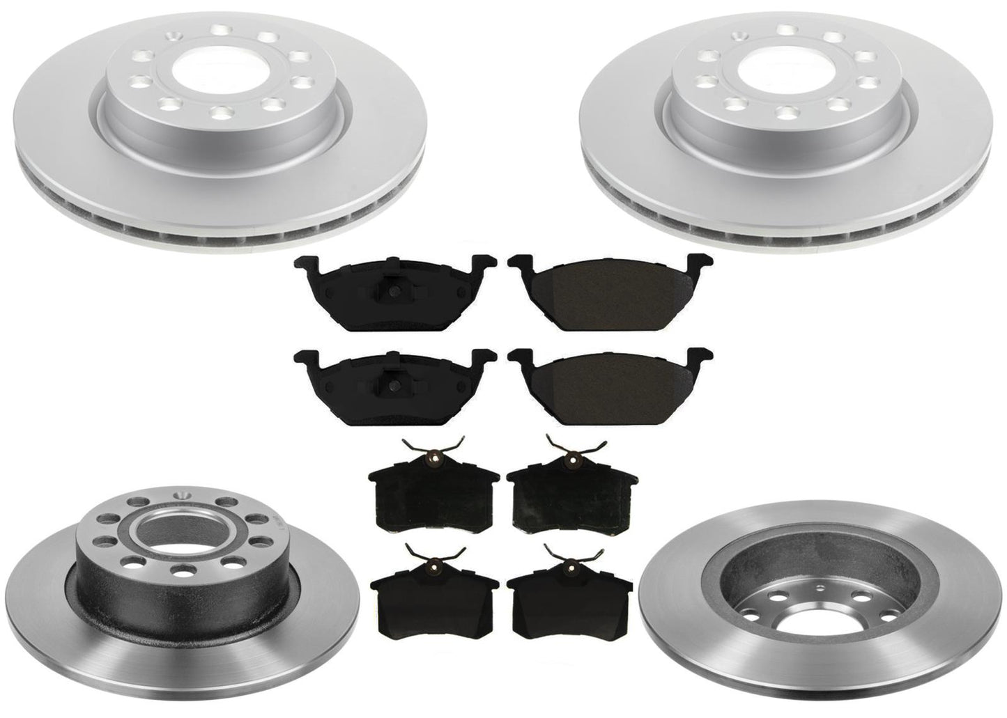 Front & Rear Carbon Coated Brake Rotors & EPS Brake Pads For Jetta S 2011-2017