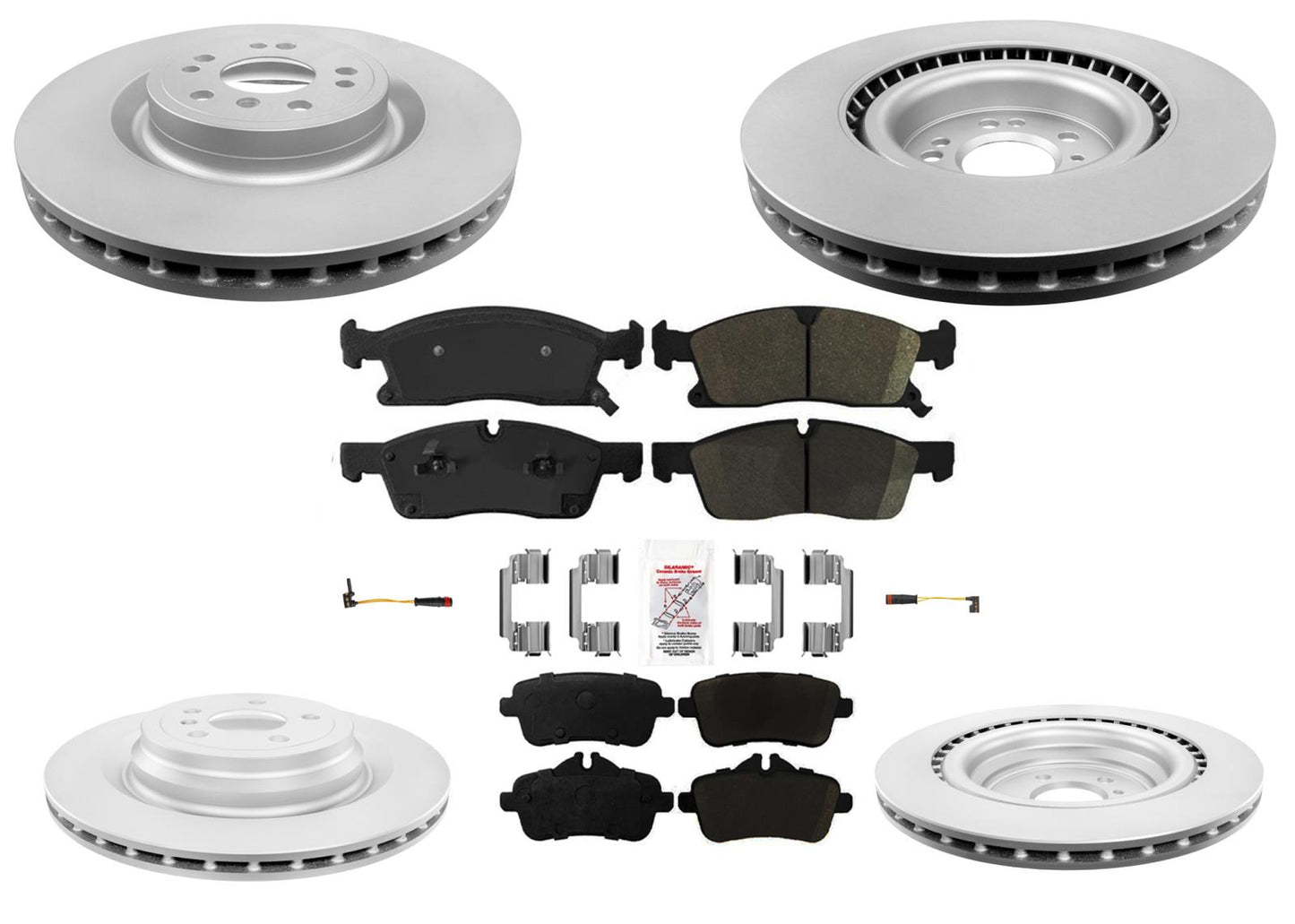 Front & Rear GEO Coated Brake Rotors & EPS Brake Pads For GL350 2013 2015 2016