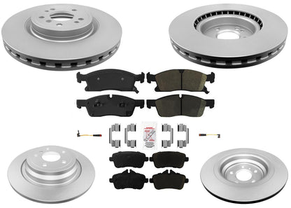 Front & Rear GEO Coated Rotors & EPS Brake Pads For Mercedes Benz GLE350 16-18