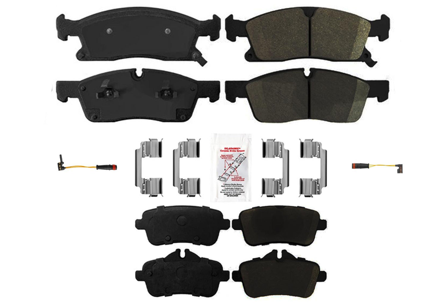 Front & Rear GEO Coated Rotors & EPS Brake Pads For Mercedes Benz GLE350 16-18