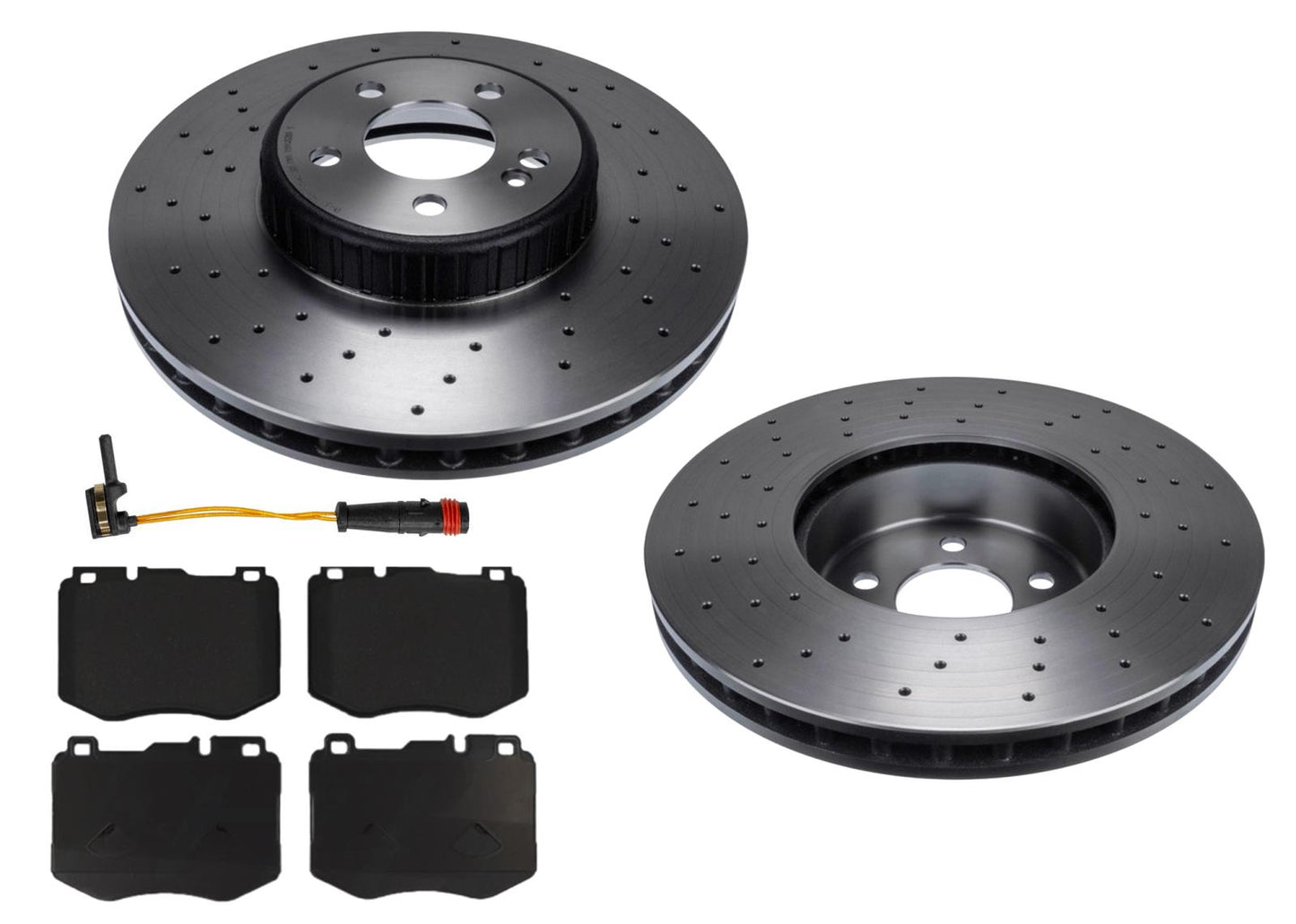 Front Carbon Coated Brake Rotors & EPS Brake Pads For C300 2015-2021 Dual Piston