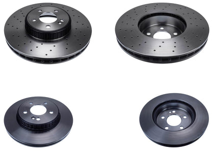 Front & Rear Coated Brake Rotors & EPS Brake Pads For C300 15-21 Dual Piston