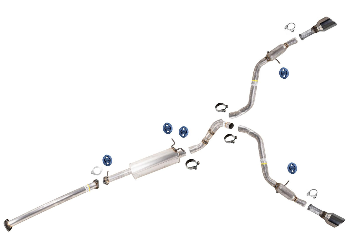 Dual Exhaust Sys Muffler Tail Pipes for RAM 1500 5.7 Hemi 19-24 144.6" Wheelbase