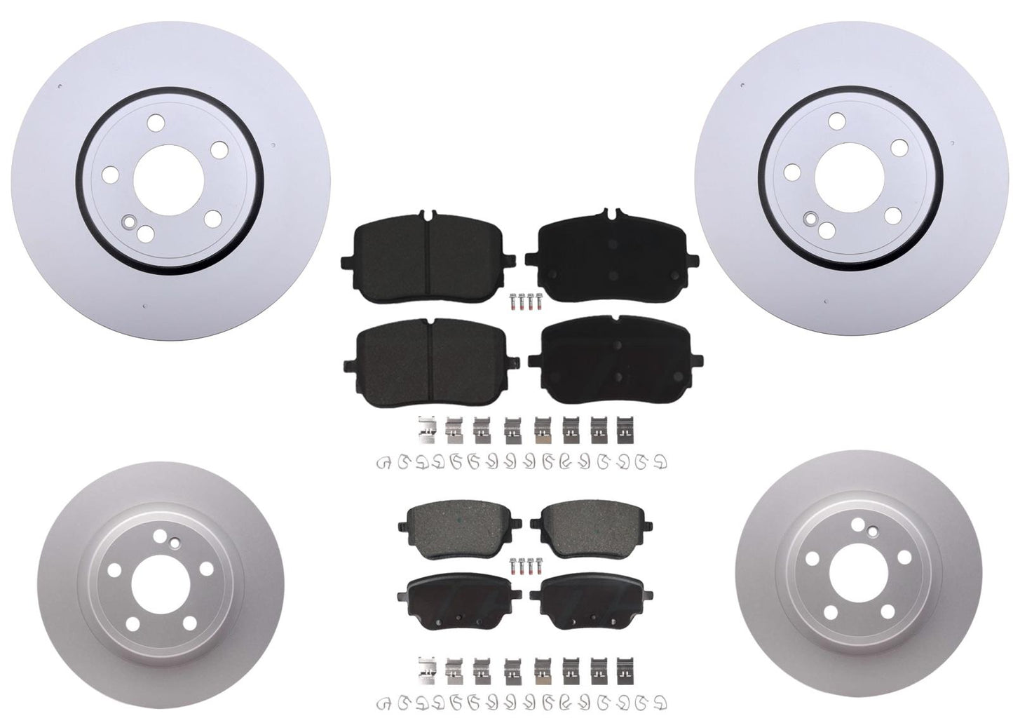 Front & Rear Coated Brake Rotors & EPS Brake Pads For Mercedes Benz A220 19-22