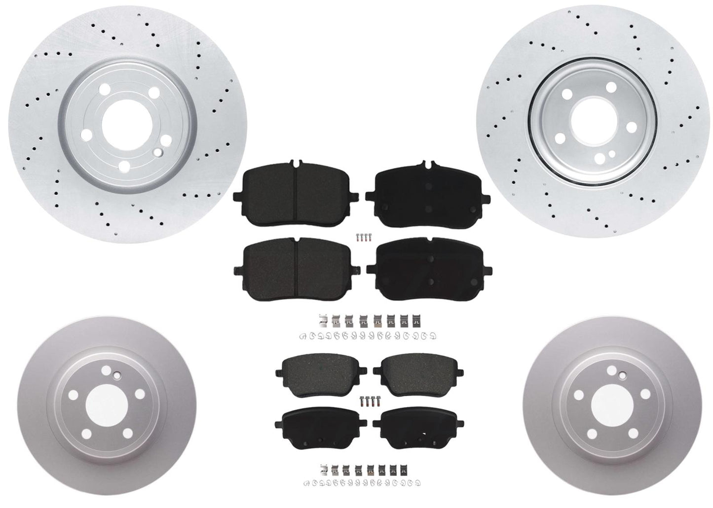 330MM Front & Rear Coated Brake Rotors & EPS Brake Pads For A220 2019-2022 W/AMG