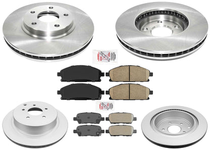 Front & Rear Coated Brake Rotors & Brake Pads For Nissan Quest 2004 2008 2009