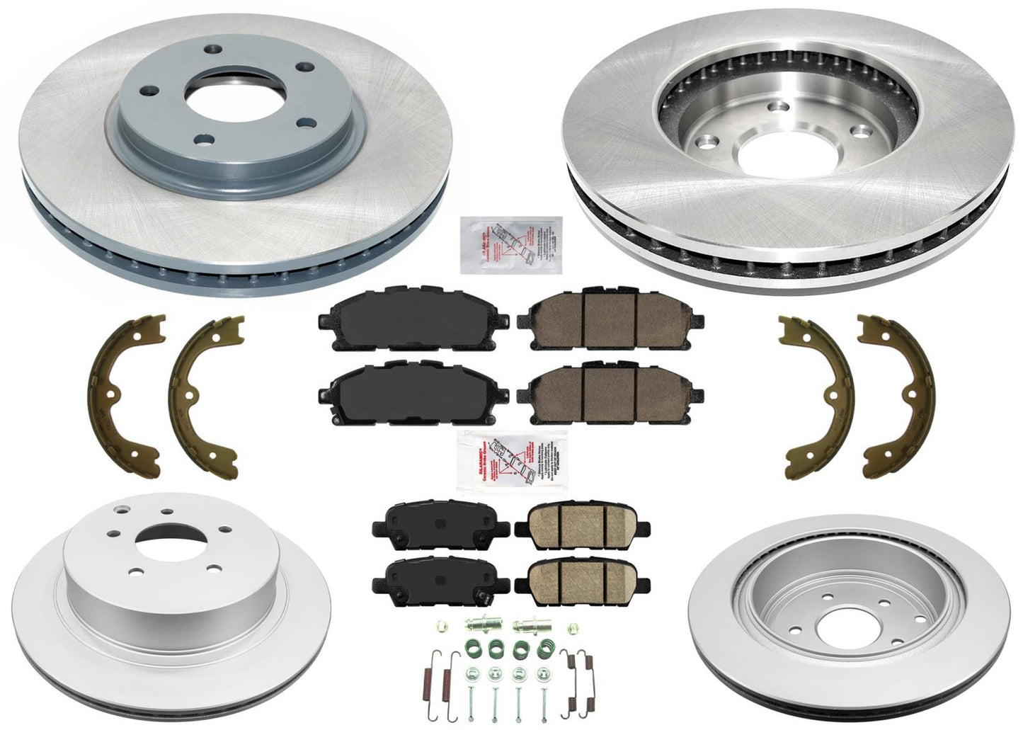 Front & Rear Coated Brake Rotors Brake Pads & Shoes For Nissan Quest 2011-2017