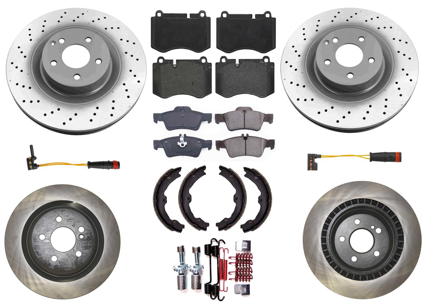 Frt Drilled Brake Rotors R90 Pads For Mercedes Benz 07-13 S550 W Sport Package