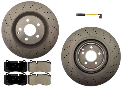 Drilled Brake Rotors Front AME Pads For Mercedes Benz 07-13 S550 W Sport Package