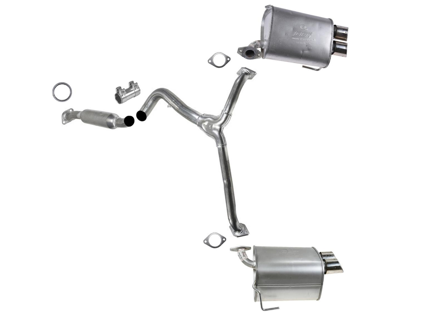 Exhaust Y Pipe with Dual Mufflers for 12-14 Subaru Impreza 2.5L Turbo WRX 4 Door