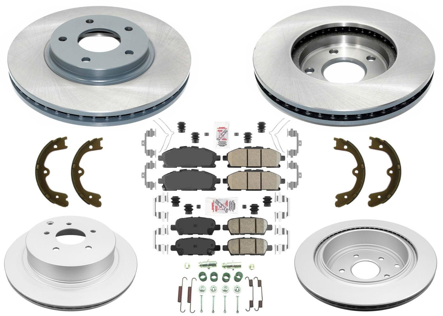 Front Rear Coated Disc Brake Rotors & Pads for Nissan Quest 2011 2012 2015 2017