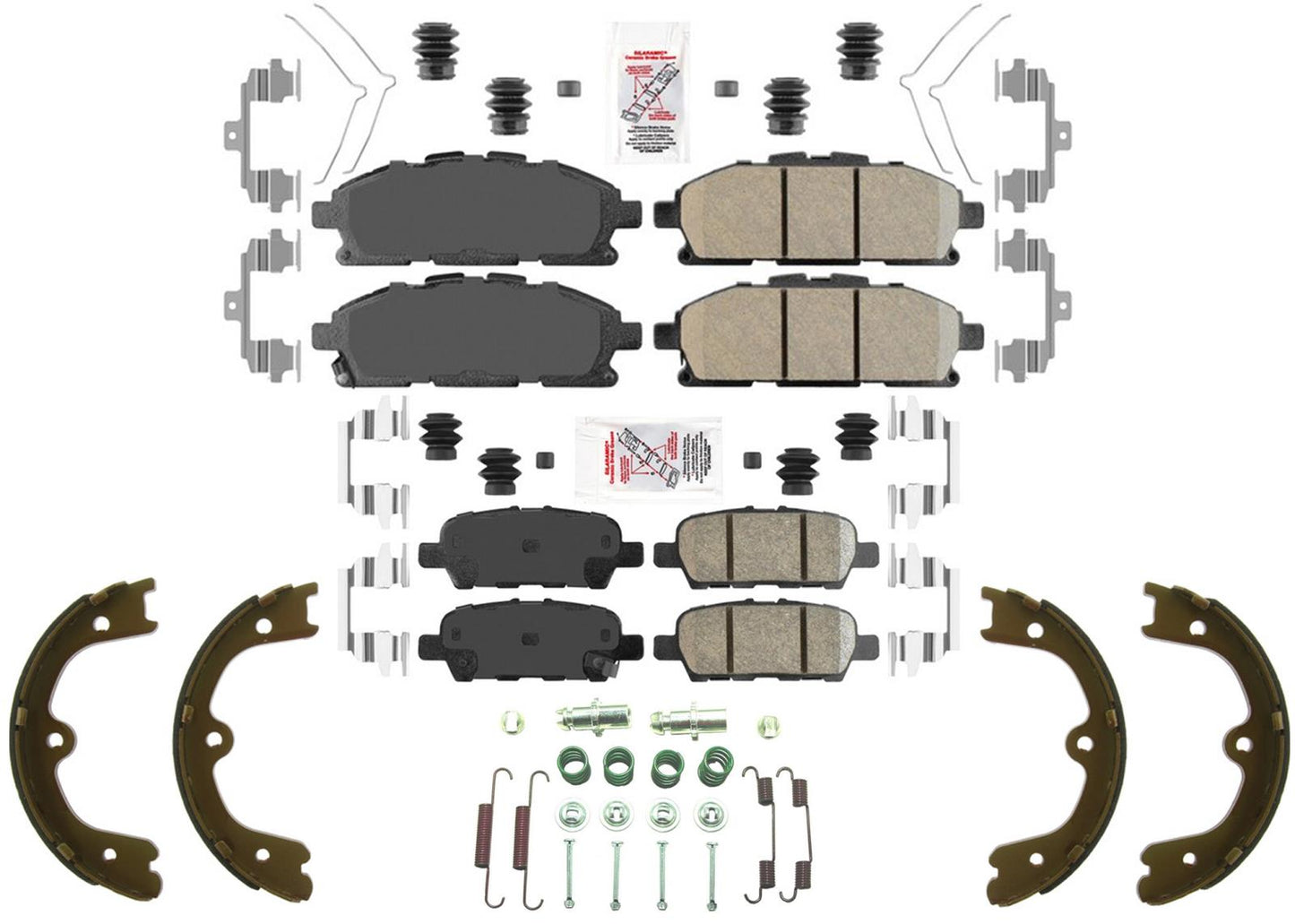 Front Rear Disc Brake Pads Parking Shoes for Nissan Quest 2011 2012 2015 2017