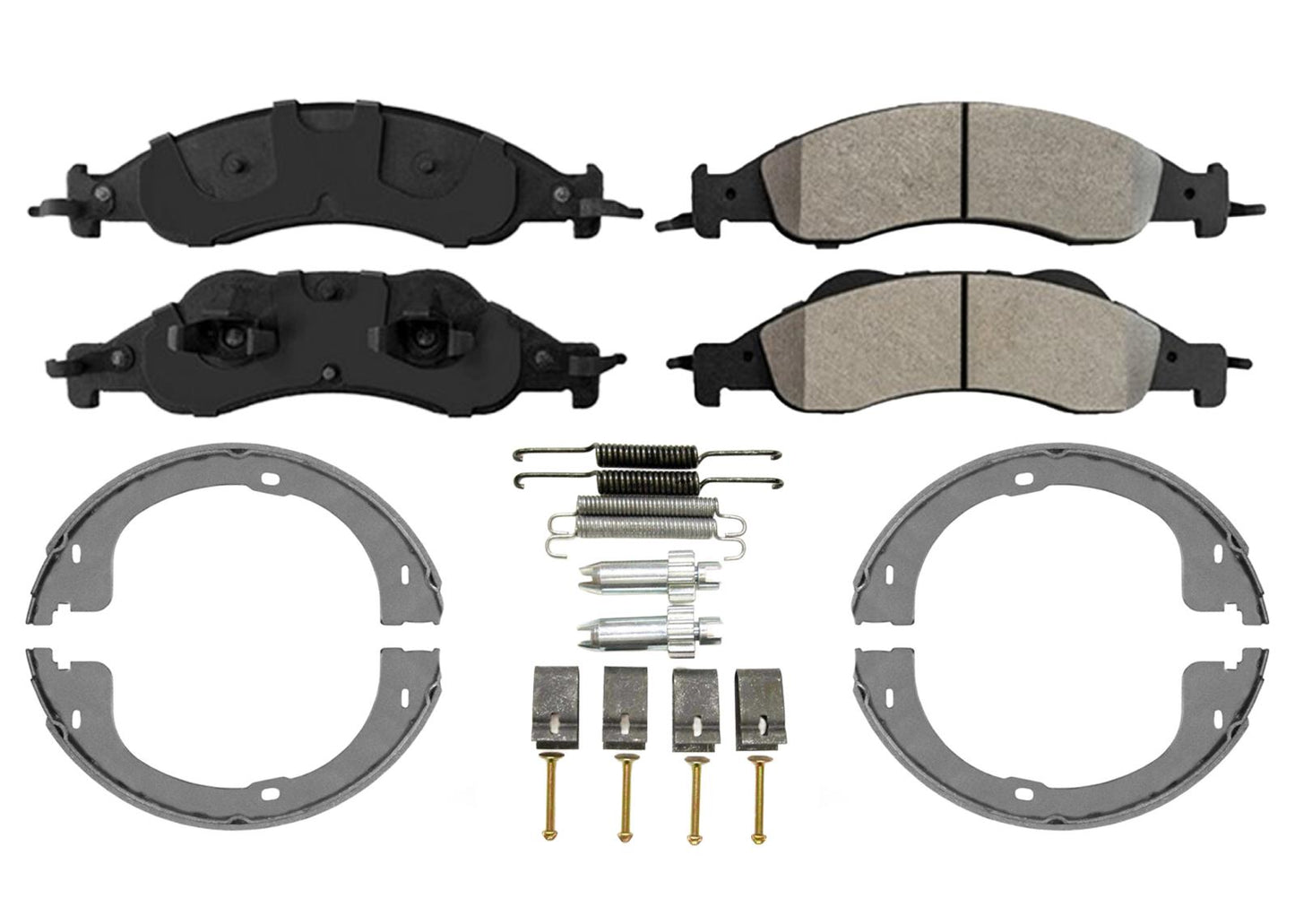 Rr GEO Coated Disc Rotors Brake Pads Parking Shoes for Ford Expedition 2007-2017