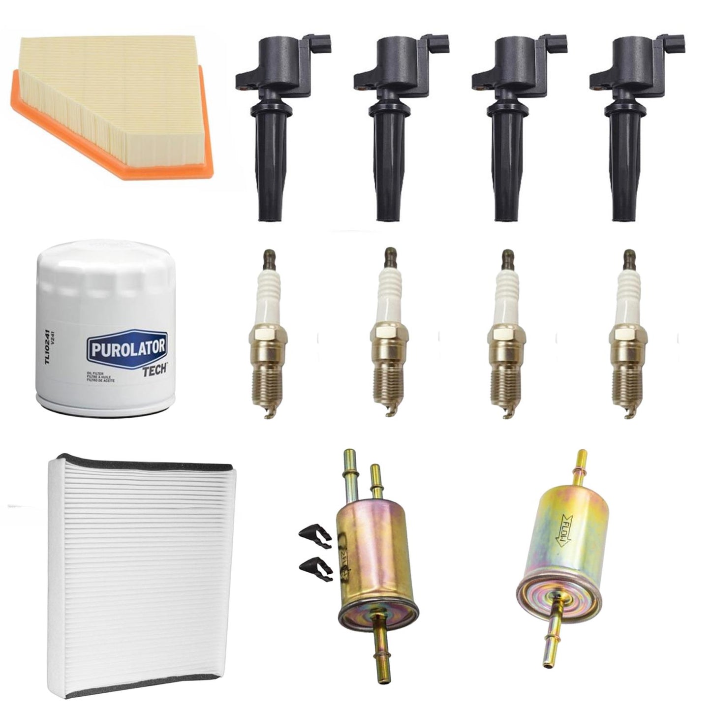Ignition Coils Plugs Air Filter Gas Cabin Filter for Ford Focus 2008-2011 2.0L