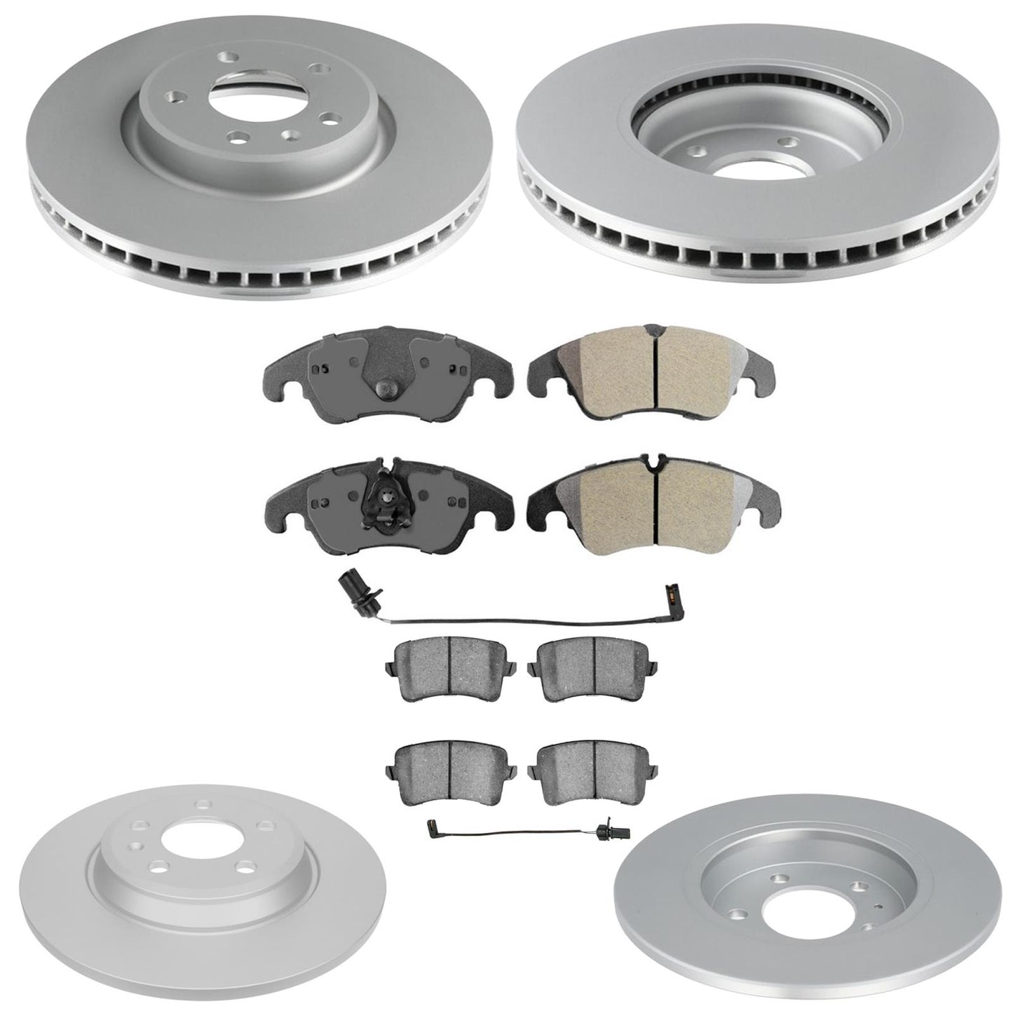 Front Rear Coated Disc Brake Rotors & Pads for Audi Allroad 2013 2014 2015 2016